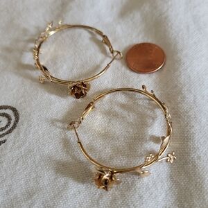 Gold Floral Hoop Earrings